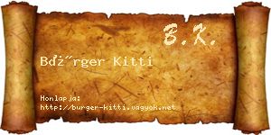 Bürger Kitti névjegykártya