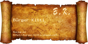 Bürger Kitti névjegykártya