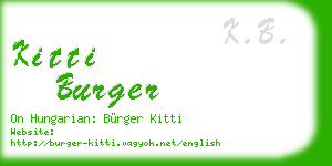 kitti burger business card