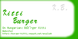 kitti burger business card